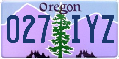 OR license plate 027IYZ
