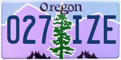 OR license plate 027IZE