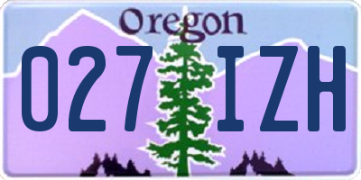 OR license plate 027IZH