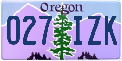 OR license plate 027IZK