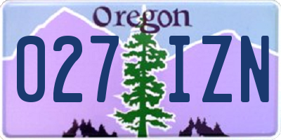 OR license plate 027IZN