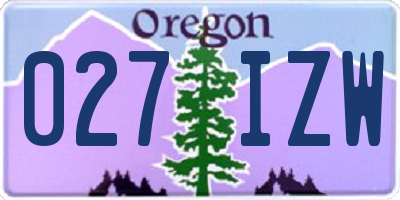 OR license plate 027IZW