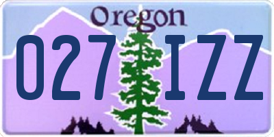 OR license plate 027IZZ