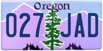 OR license plate 027JAD