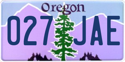 OR license plate 027JAE