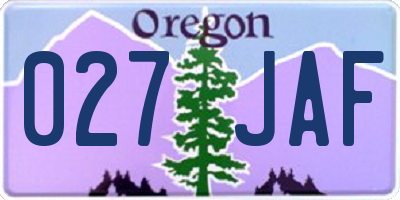 OR license plate 027JAF