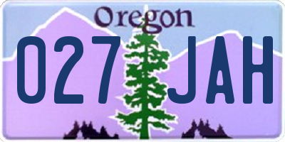 OR license plate 027JAH