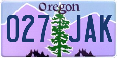 OR license plate 027JAK