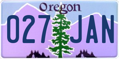 OR license plate 027JAN