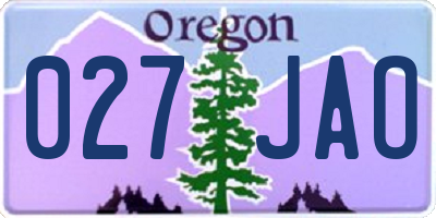 OR license plate 027JAO