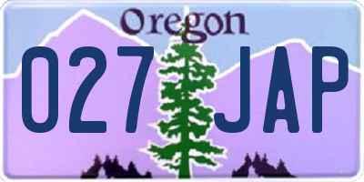 OR license plate 027JAP