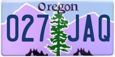 OR license plate 027JAQ