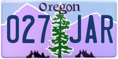 OR license plate 027JAR