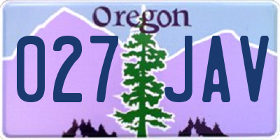 OR license plate 027JAV