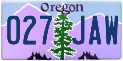 OR license plate 027JAW