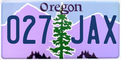 OR license plate 027JAX