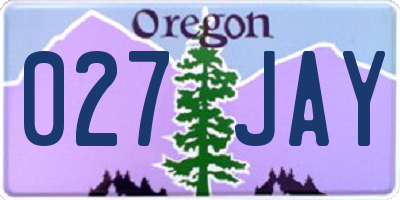OR license plate 027JAY
