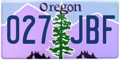 OR license plate 027JBF