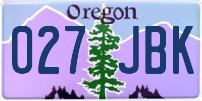 OR license plate 027JBK