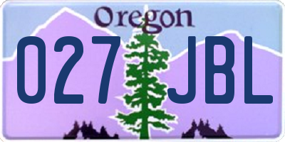 OR license plate 027JBL