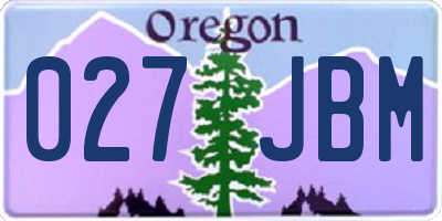 OR license plate 027JBM