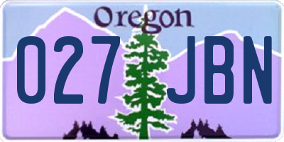 OR license plate 027JBN