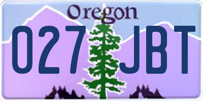OR license plate 027JBT