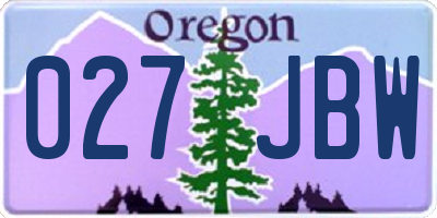 OR license plate 027JBW