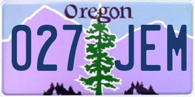 OR license plate 027JEM