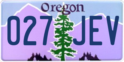 OR license plate 027JEV