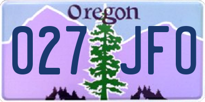 OR license plate 027JFO
