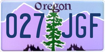 OR license plate 027JGF
