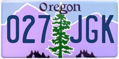 OR license plate 027JGK