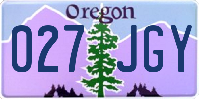 OR license plate 027JGY