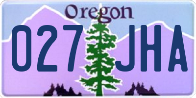 OR license plate 027JHA