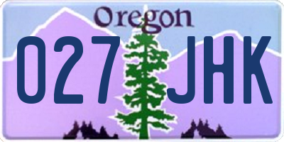 OR license plate 027JHK