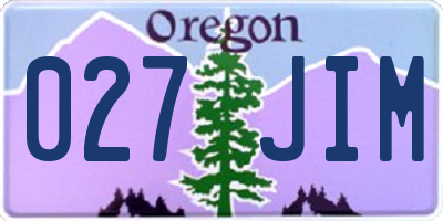 OR license plate 027JIM