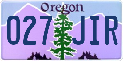 OR license plate 027JIR