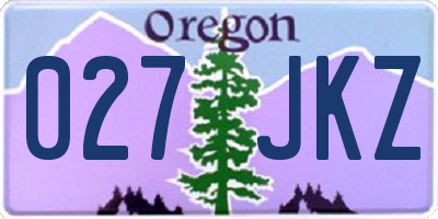 OR license plate 027JKZ
