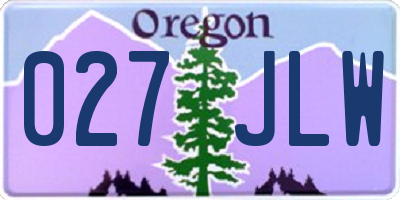 OR license plate 027JLW