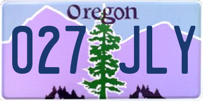OR license plate 027JLY