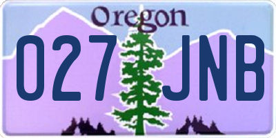 OR license plate 027JNB