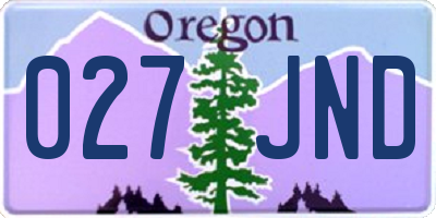 OR license plate 027JND