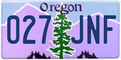 OR license plate 027JNF