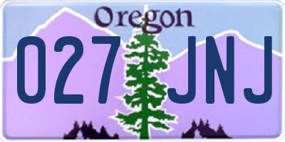 OR license plate 027JNJ
