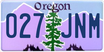 OR license plate 027JNM