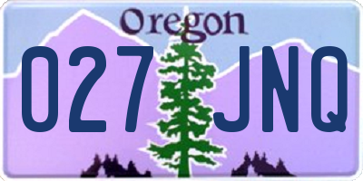 OR license plate 027JNQ