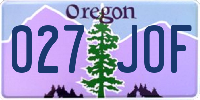 OR license plate 027JOF