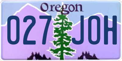 OR license plate 027JOH