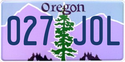 OR license plate 027JOL